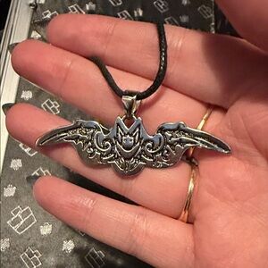 Silver Bat Pendant Necklace